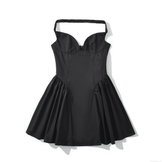 Women's Summer Halter Neck Mini Dress Pleated Acetate Cotton Blend Solid Color Sleeveless A-Line Backless Dress For Streetwear Party