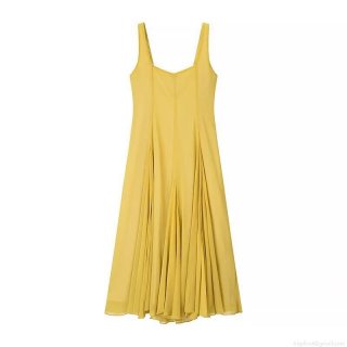 Women's Square Neck Sleeveless Midi Dress Wide Strap Backless Solid Color Summer Street Style Polyester Splicing Dress