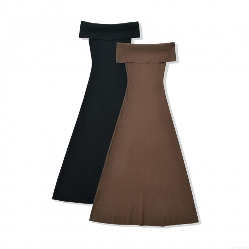 Women's Off-the-Shoulder Knit Maxi Dress Backless A-Line Rayon Nylon Blend Sleeveless Solid Color Summer Elegant Streetwear Long Dress For Women