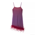 Women's Sparkly Sequin Cami Mini Dress With Feather Trim Asymmetric Hem Sexy Gradient Purple Night Club Party Bodycon Dress