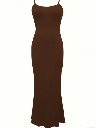 Women Sexy Bodycon Maxi Dress Square Neck Sleeveless Suspender High Waist Slim Fit Solid Color Party Club Night Summer Long Dress