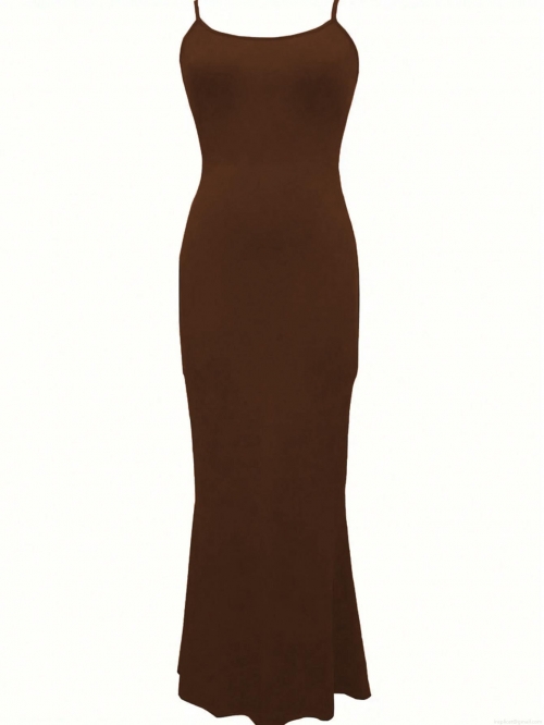 Women Sexy Bodycon Maxi Dress Square Neck Sleeveless Suspender High Waist Slim Fit Solid Color Party Club Night Summer Long Dress