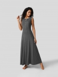 Women's Elegant Sleeveless Knit Maxi Dress 35% Viscose 60% Polyester 5% Spandex Button Front Round Neck A-Line Swing Hem Long Casual Vacation Dress