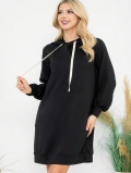 Women's Casual Hooded Sweatshirt Dress Polyester Cotton Blend Loose Drawstring Long Sleeve Mid-Length Pullover Mini Dress for Autumn Winter Daily Wear