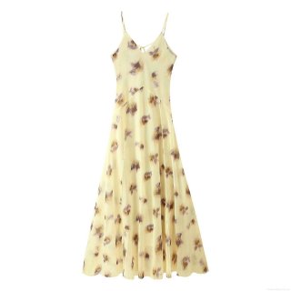 Women's Sexy Backless Lace Up V Neck Slip Dress Summer Floral Print Polyester Chiffon Sleeveless Maxi Dress For Vacation Beach Party Streetwear