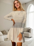 Sexy Backless Cutout Long Sleeve Knit Dress For Women Ribbed Solid Color High Waist A-line Mini Bodycon Dress Elegant Party Wear