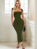 Women's Sexy Bodycon Maxi Dress Ribbed Knit Polyester Spandex Backless Cut Out Slim Fit Ankle Length Evening Party Clubwear