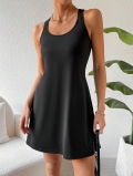 Women's Mini Dress Sexy Backless Criss Cross Strap Sleeveless U-Neck Slim Fit A-Line Short Sun Dress Solid Color Polyester Spandex Casual Night Out Party Clubwear