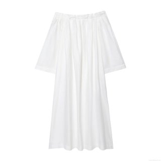 Women Off Shoulder Maxi Dress Linen Cotton Blend Patchwork Puff Sleeve Solid Color Casual Loose Beach Party Dress For Women