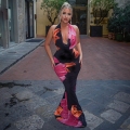 Women's Sexy Halter Neck Backless Maxi Dress Floral Print Slim Fit Long Dress For Summer Beach Vacation Party Bodycon Dress Polyester Spandex Blend