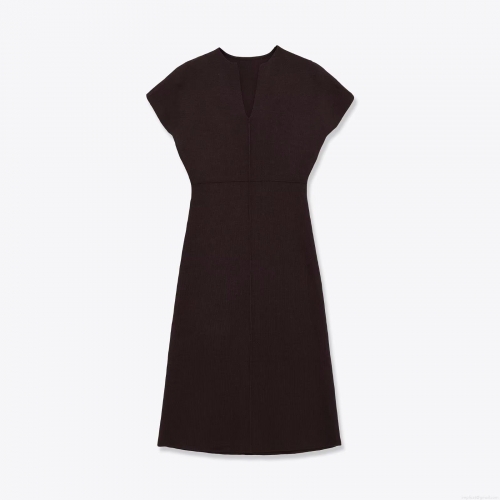 Women's V-Neck Short Sleeve Knitted Bodycon Dress Solid Color Ribbed Midi Pencil Dress Casual Streetwear Slim Fit Polyester Knit One-Piece Outfit