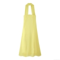 Sexy Backless Halter Maxi Dress Chiffon Scarf Neck Sleeveless A-Line Long Dress For Women Summer Resort Vacation Party Yellow