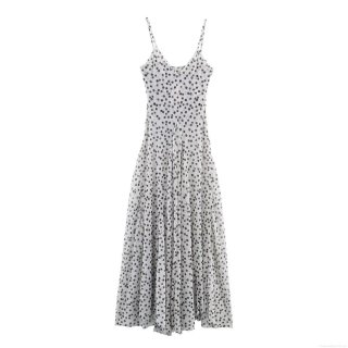 Sexy Polka Dot Cami Maxi Dress For Women Summer Mesh Polyester Spandex V Neck Slim Fit A-Line Long Dress For Beach Party Elegant Backless Sundress