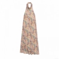 Women's Sexy Halter Neck Backless Floral Maxi Dress Chiffon Printed Sleeveless A-Line Long Dress For Summer Beach Party Bohemian Style Dress
