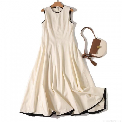 Women's Elegant 100% Cotton Sleeveless Midi Dress Contrast Binding Square Neck High Waist A-Line Summer Casual Vacation Daily Long Dress