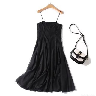 Women's Sexy Cami Maxi Dress 100% Polyester Draped High Waist A-Line Long Dress for Summer Holiday Party Elegant Minimalist Sleeveless One-Neck Gown