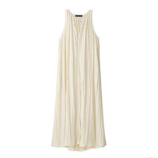 Women Pleated Halter Neck Sleeveless Maxi Dress Solid Color Tie Neck Loose Casual Summer Sundress For Ladies Beach Vacation