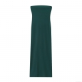 Sexy Women Strapless Bodycon Midi Dress Off-the-Shoulder Slit Backless Polyester Spandex Elegant Solid Color Evening Party Club Dress