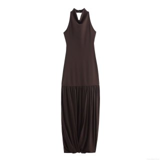 Sexy Halter Backless Maxi Dress For Women Elegant Mesh Patchwork Slim Fit Sleeveless Coffee Party Evening Long Dress Chic Clubwear Aesthetic