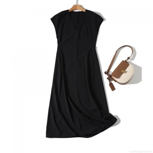 Women Elegant V Neck Sleeveless A-Line Midi Dress 95% Polyester 5% Spandex Slim Fit High Waist Back Zipper Solid Color Evening Party Commuter Dress