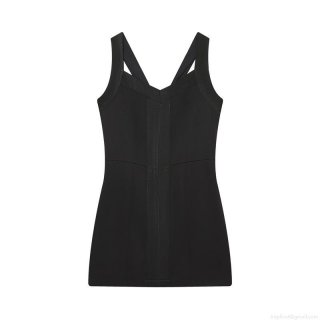 Women's Sexy Deep V Neck Bodycon Mini Dress Crisscross Backless Bandage Dress With Back Metal Zipper Solid Black Slim Fit Sleeveless Dress For Evening Party Cocktail Clubwear