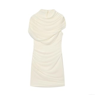 Elegant Women's Deep V-Neck Sleeveless Mesh Spliced Polyester Dress Sexy Ruched Layered Tight Fit Mini Bodycon Clubwear Party Socialite Outfit