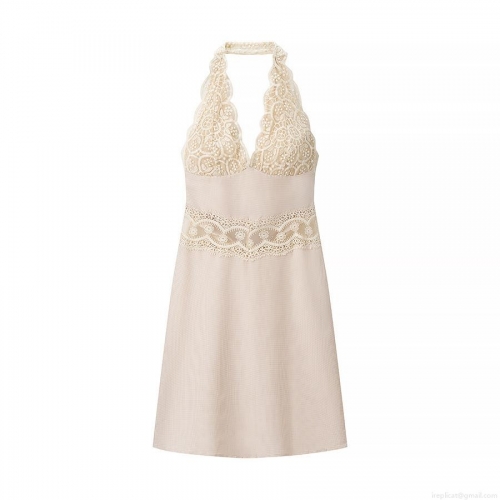 Sexy Backless Halter Neck Mini Dress Elegant Lace Patchwork V-Neck Sleeveless Slim Fit Party Club Dress For Women Polyester Spandex Lace