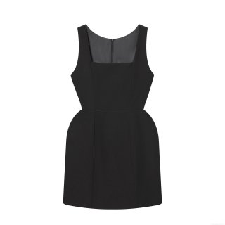 Women's Elegant Cape Neckline Mini Dress Polyester Sleeveless Square Neck Bodycon Back Zipper Short Dress for Party Wedding Evening