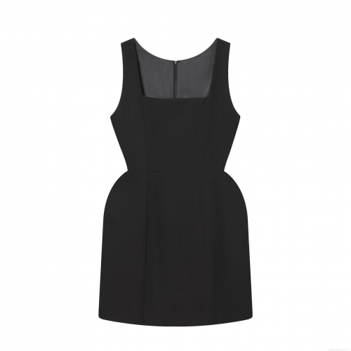 Women's Elegant Cape Neckline Mini Dress Polyester Sleeveless Square Neck Bodycon Back Zipper Short Dress for Party Wedding Evening