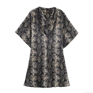 Women's Snake Print Mini Dress V-Neck Short Sleeve Sexy Python Animal Pattern A-Line Casual Party Dress For Women High Waist Slim Fit Autumn Fashion Outfit