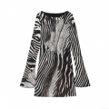 Women's Zebra Print Flare Sleeve Mini Dress Slim Fit Round Neck Sexy Vacation Long Sleeve Animal Pattern A-Line Dress Fashion Streetwear