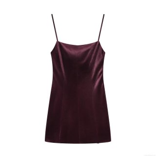 Elegant Wine Red Velvet Spaghetti Strap Mini Dress Sexy Backless Square Neck Sleeveless Party Bodycon Club Dress For Women Night Out