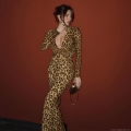Sexy Leopard Print Deep V-Neck Long Sleeve Maxi Dress For Women Elegant Twist Knot Slim Fit High Waist Party Evening Long Dress