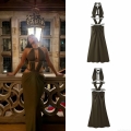 Sexy Halter Neck Cutout Maxi Dress Elegant Satin Rhinestone Trim Evening Gown Backless Slim Fit Long Dress For Party Club Women