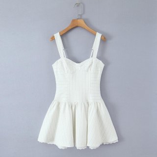 French Sweet Floral Lace Patchwork Camisole Dress Women Polyester Spaghetti Strap Bow Backless A-Line Mini Dress For Summer Vacation Party Balletcore Style