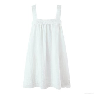 Women's White Lace Strap Mini Dress 80% Viscose 20% Cotton Eyelet Embroidery Square Neck Sleeveless Lolita Style Summer Vacation Sexy Sundress