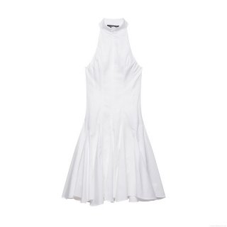 Women's Sexy Halter Neck Midi Dress Sleeveless Backless High Waist Pleated A-Line Elastic Polyester Blend Summer Party Vacation Club Elegant Solid Color Dress