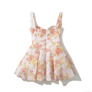 Women's Sexy Floral Print Mini Dress Backless Spaghetti Strap V-Neck A-Line Summer Party Vacation Dresses Elegant Cotton Polyester Blend Slim Fit Sundress For Women
