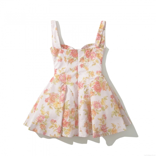 Women's Sexy Floral Print Mini Dress Backless Spaghetti Strap V-Neck A-Line Summer Party Vacation Dresses Elegant Cotton Polyester Blend Slim Fit Sundress For Women