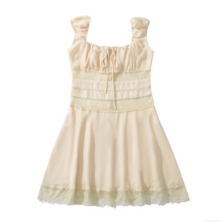 Women's Elegant Lace Spliced Chiffon Mini Dress Square Neck Ruffles Sleeveless Dress For Party Dating Socialite French Vintage Style