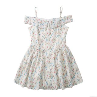 Women's Sweet Floral Print Cami Dress Polyester Cotton Off-Shoulder Ruffle Hem A-Line Mini Dress For Summer Vacation Elegant Sundress