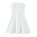 Women's Sexy White Off-Shoulder Mini Dress Elegant Strapless A-Line Party Dress Solid Color Polyester Short Evening Gown For Clubwear Summer Fashion