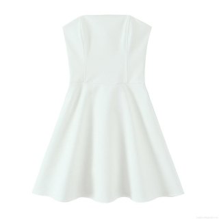 Women's Sexy White Off-Shoulder Mini Dress Elegant Strapless A-Line Party Dress Solid Color Polyester Short Evening Gown For Clubwear Summer Fashion