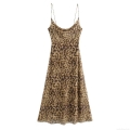 Women's Sexy Leopard Print Cami Dress Mesh Polyester Slim Fit Backless Maxi Dress For Party Club Night Wear