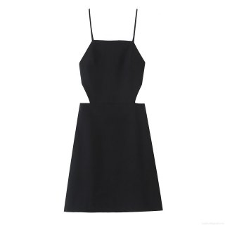Women's Sexy Hollow Out Mini Cami Dress Polyester Spaghetti Strap Solid Color Square Neck Slim Fit A-Line Dress For Party Nightclub Evening Date Summer