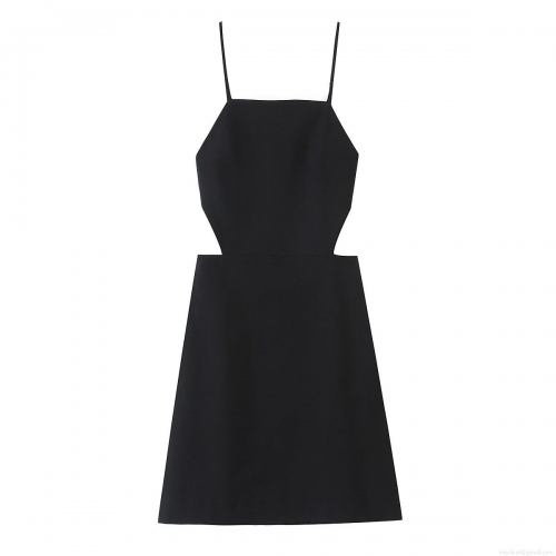 Women's Sexy Hollow Out Mini Cami Dress Polyester Spaghetti Strap Solid Color Square Neck Slim Fit A-Line Dress For Party Nightclub Evening Date Summer