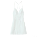 Mini Dress Polyester Sweetheart Neck Criss Cross Backless Spaghetti Strap Solid Color A-Line Slim Fit For Party Evening Date Summer Women Sexy Elegant Short Dress