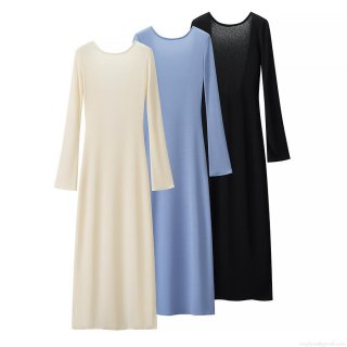 Sexy Backless Maxi Dress For Women Elegant Long Sleeve Round Neck Solid Color Polyester Slim Fit Flare Sleeve Long Dresses For Party Evening Clubwear