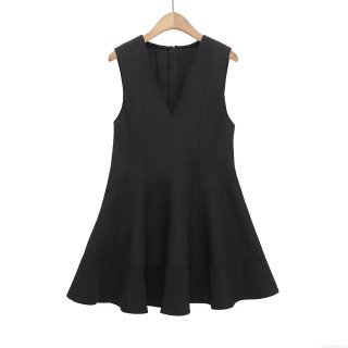 Elegant V-Neck Sleeveless A-Line Mini Dress With Ruffle Hem And Back Zipper Chic Polyester Short Dress For Women Party Wear