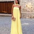 Women's Elegant Halter Maxi Dress Chiffon Solid Color Sleeveless Tube Top Flowy Long Dress for Summer Vacation Party Evening